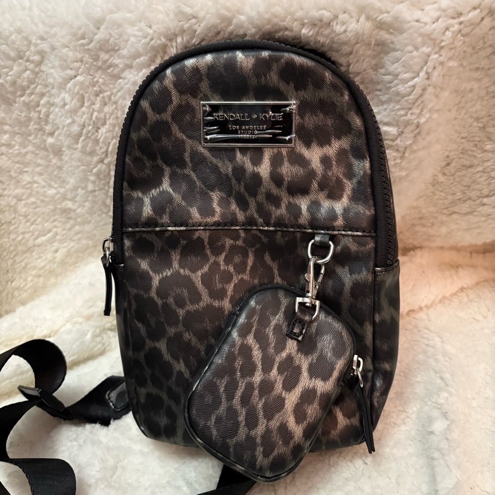 Kendall Kylie Leopard Print Mini Backpack‎ with Detachable Pouch